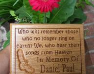 Songs From Heaven Remembrance Plaque