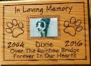 Pet Memorial Plaque, laser-engraved pet's name and dates, pet remembrance plaque